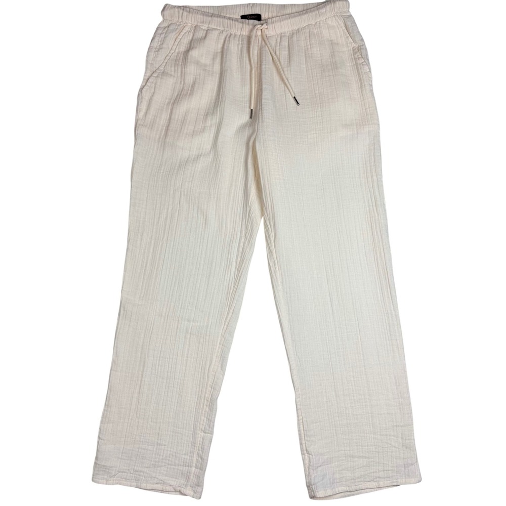 Quince Organic Cotton Gauze Straight Leg Pants Womens M Cream Boho Minimalist